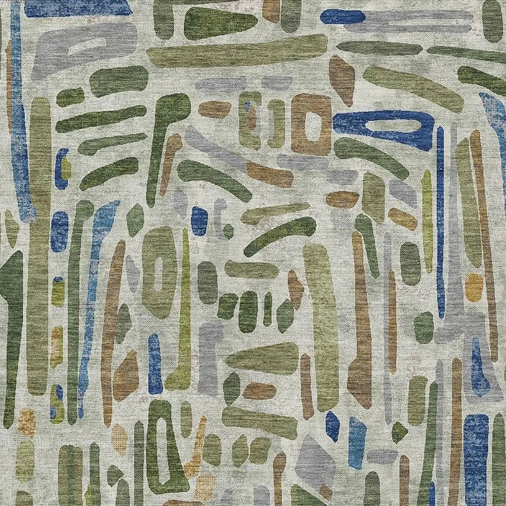 3' X 5' Green And Copper Abstract Washable Indoor Outdoor Area Rug Homeroots Outdoor