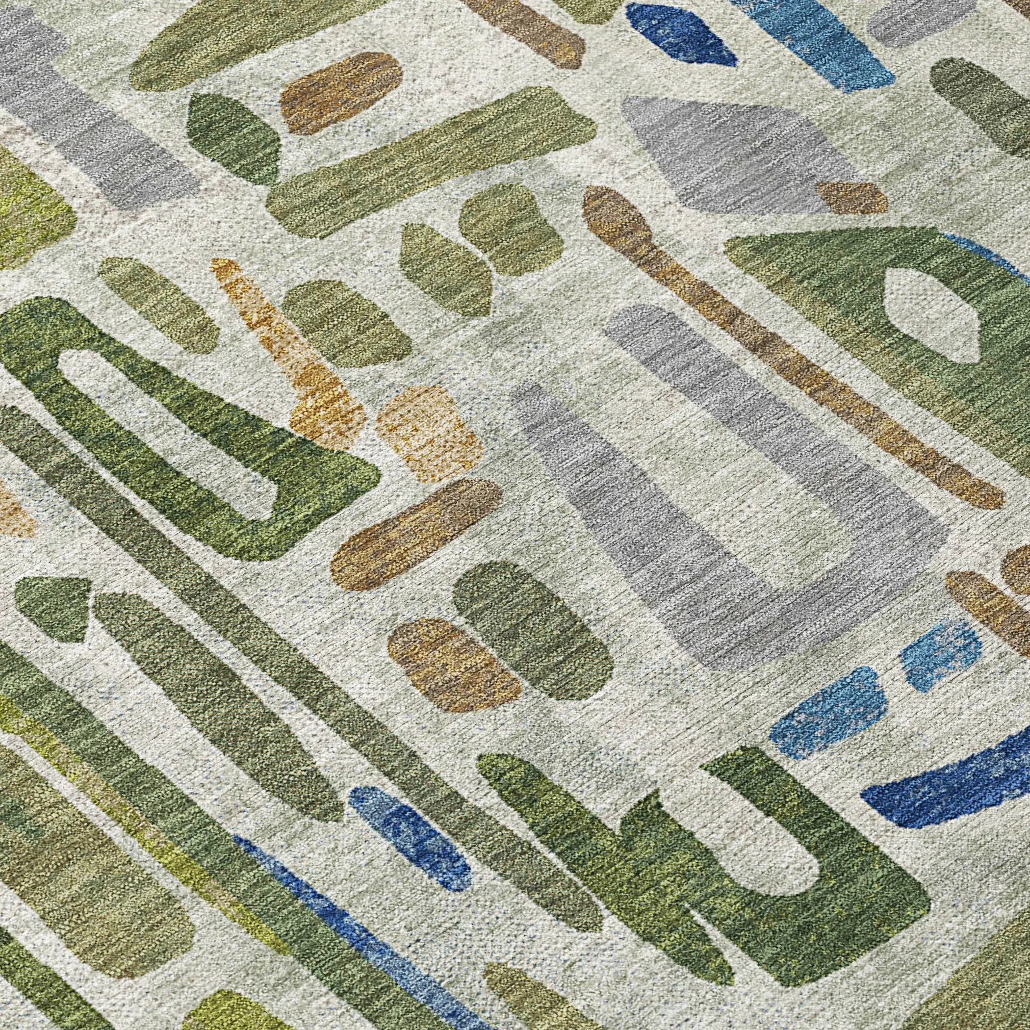 3' X 5' Green And Copper Abstract Washable Indoor Outdoor Area Rug Homeroots Outdoor