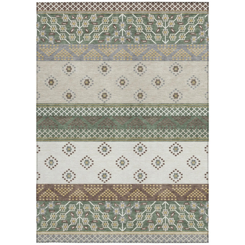 3' X 5' Green And Copper Striped Washable Indoor Outdoor Area Rug Homeroots Outdoor