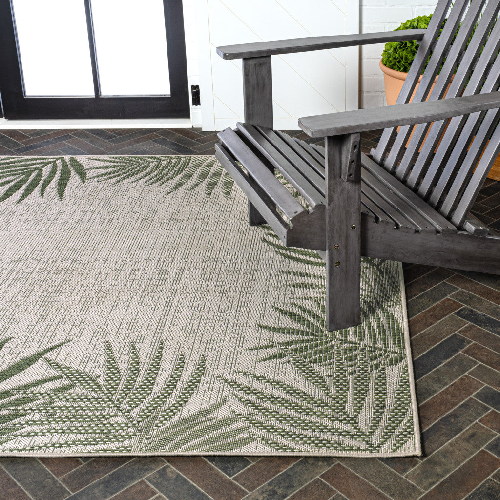 3' X 5' Green And Cream Floral Indoor Outdoor Area Rug - GreatEagleInc
