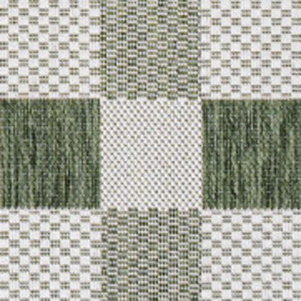 3' X 5' Green And Cream Geometric Indoor Outdoor Area Rug - GreatEagleInc