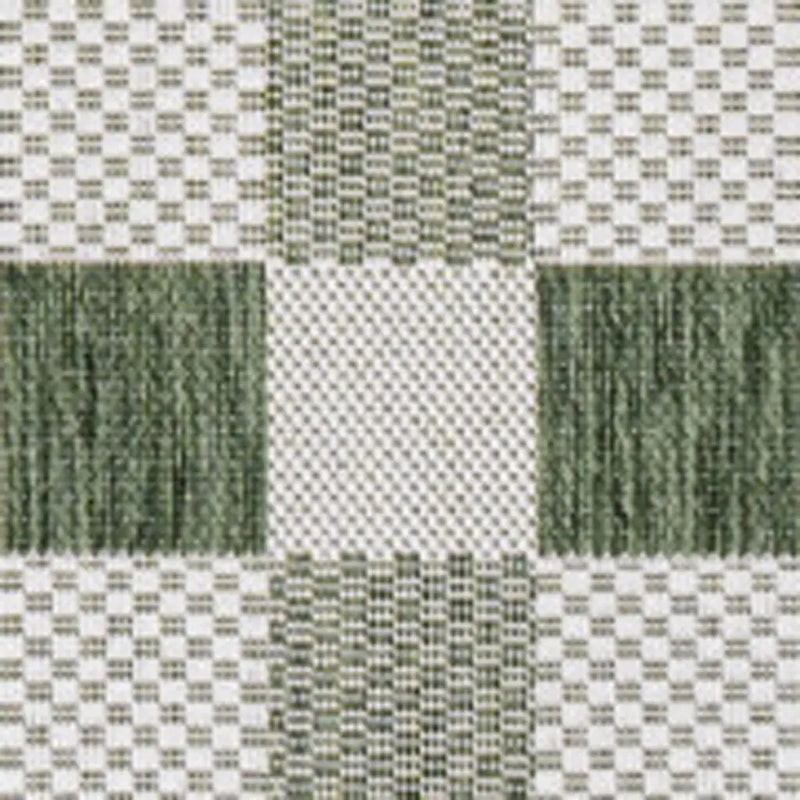 3' X 5' Green And Cream Geometric Indoor Outdoor Area Rug - GreatEagleInc