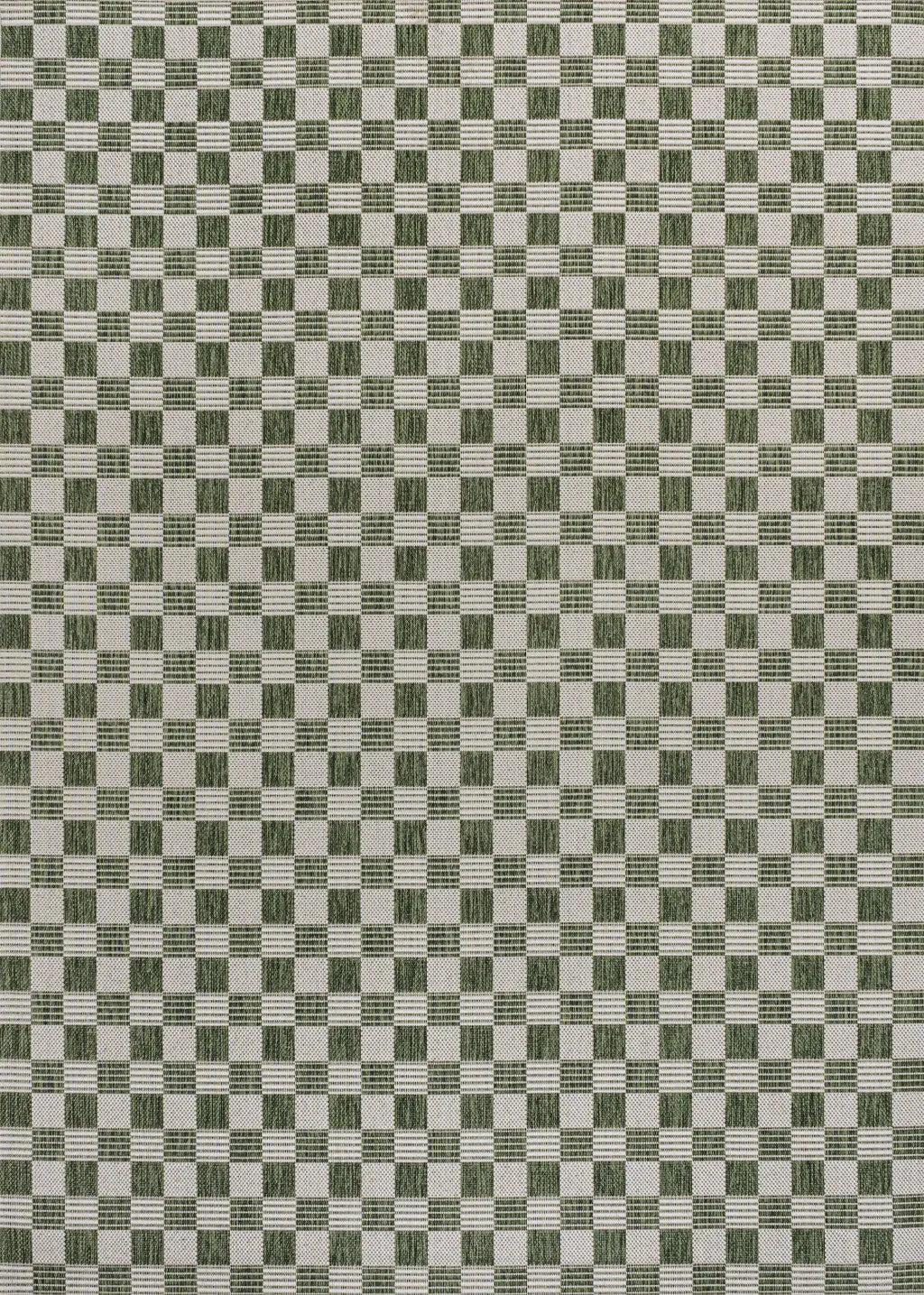 3' X 5' Green And Cream Geometric Indoor Outdoor Area Rug - GreatEagleInc
