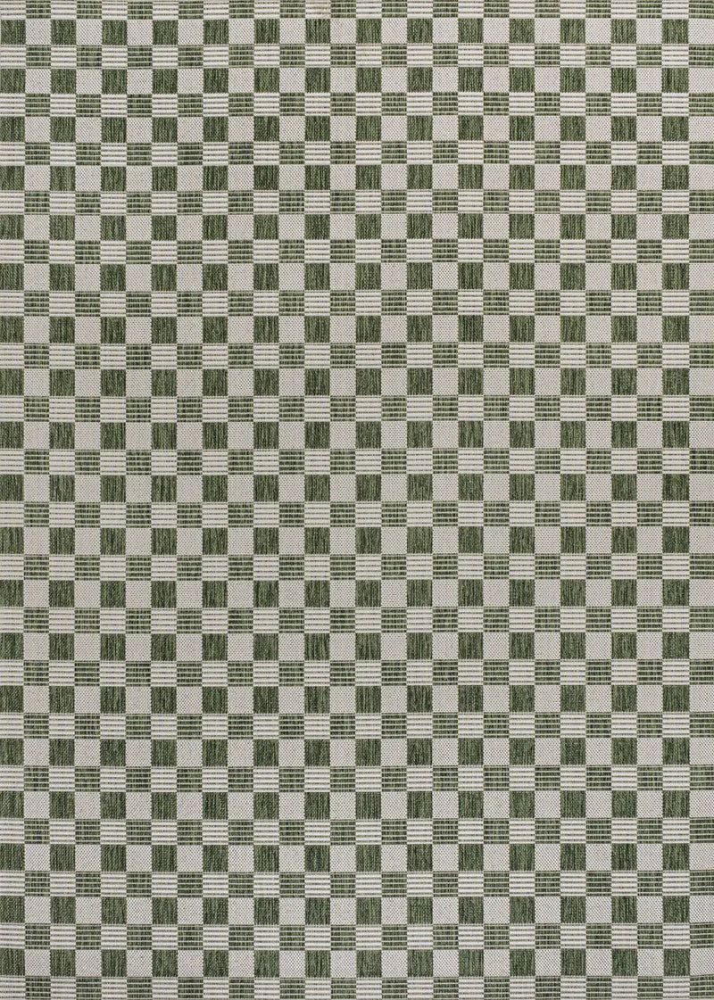 3' X 5' Green And Cream Geometric Indoor Outdoor Area Rug - GreatEagleInc