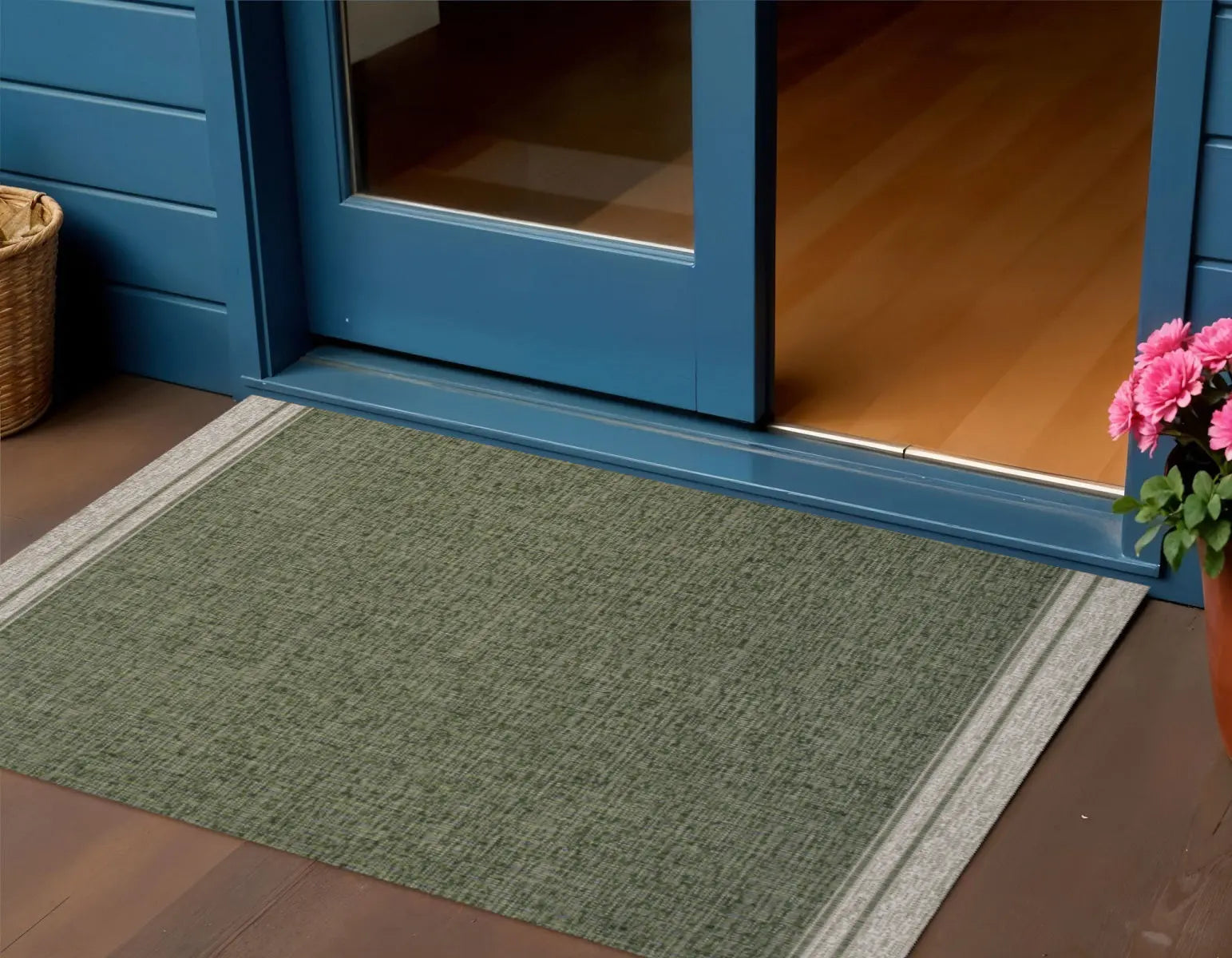 3' X 5' Green And Cream Indoor Outdoor Area Rug Homeroots Outdoor