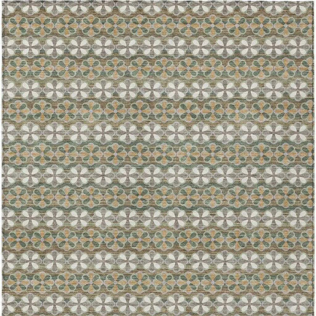 3' X 5' Green And Cream Striped Washable Indoor Outdoor Area Rug Homeroots Outdoor