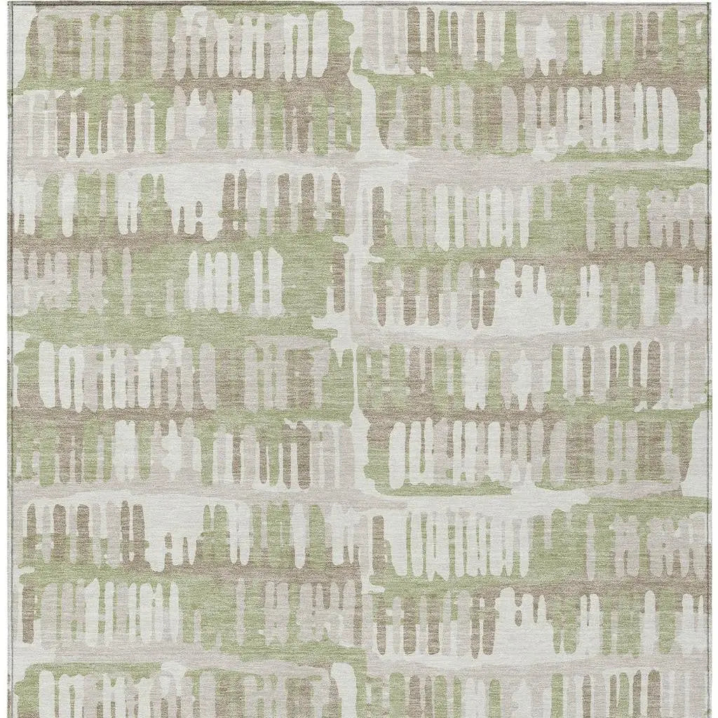 3' X 5' Green And Denim Blue Abstract Washable Indoor Outdoor Area Rug Homeroots Outdoor