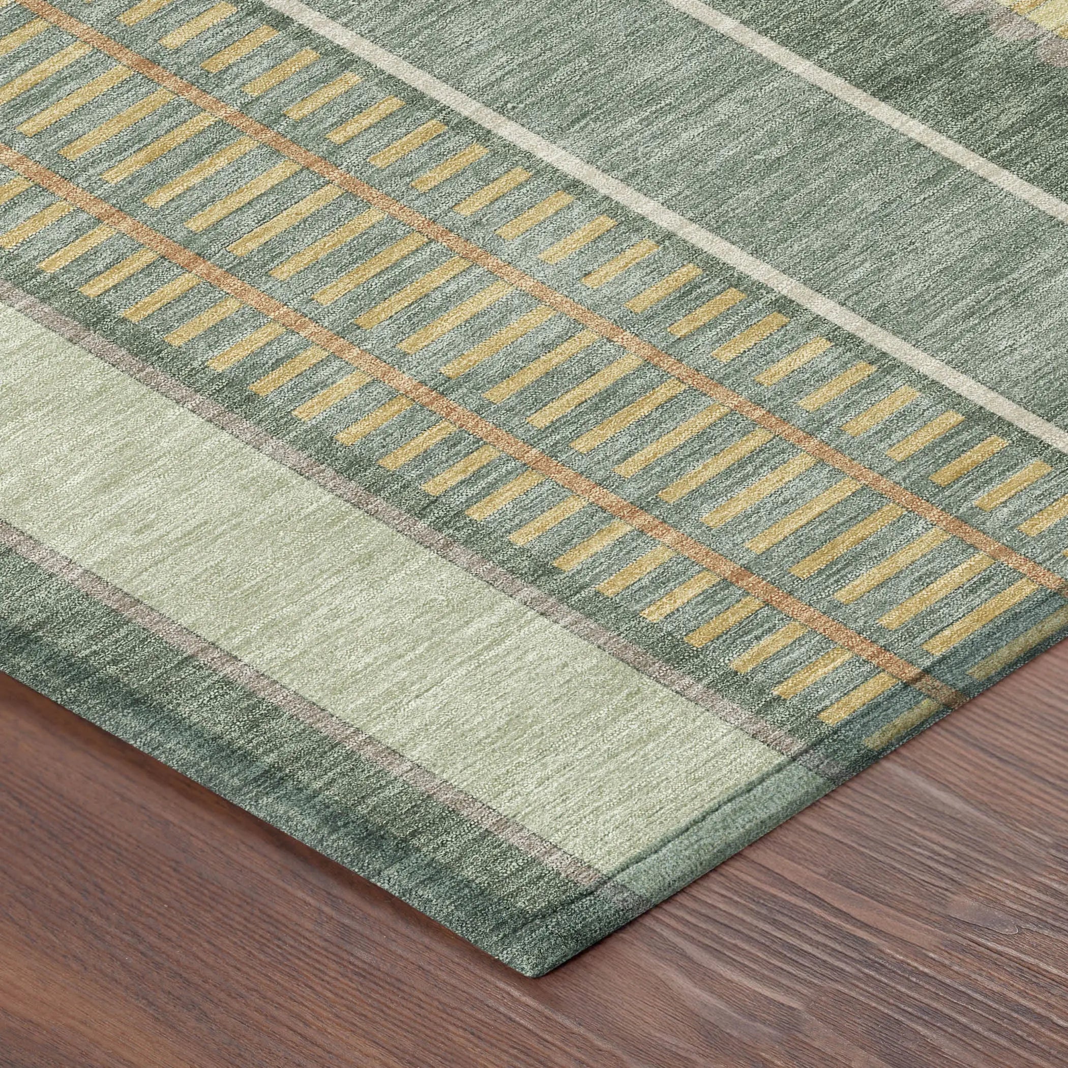 3' X 5' Green And Denim Blue Striped Washable Indoor Outdoor Area Rug Homeroots Outdoor