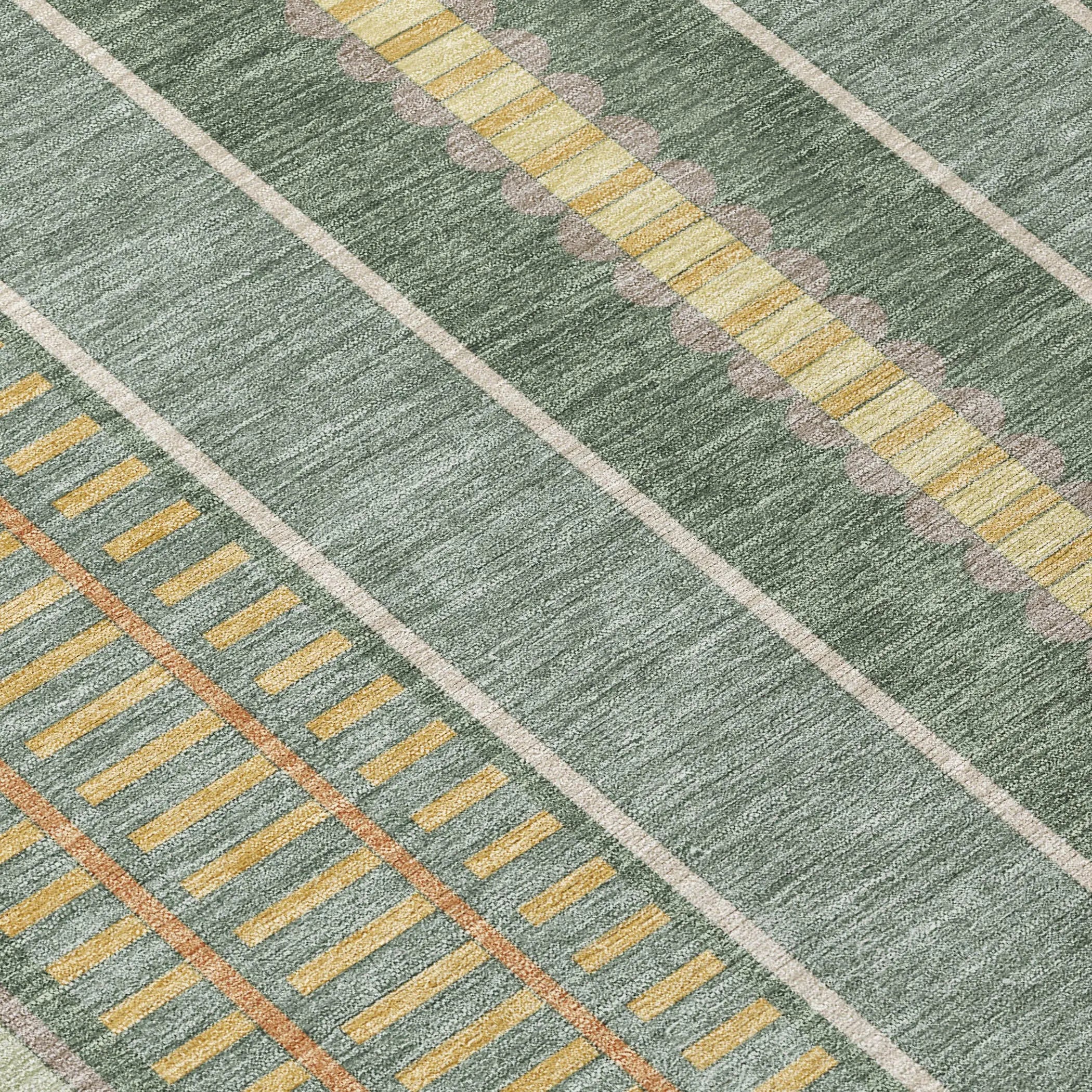 3' X 5' Green And Denim Blue Striped Washable Indoor Outdoor Area Rug Homeroots Outdoor