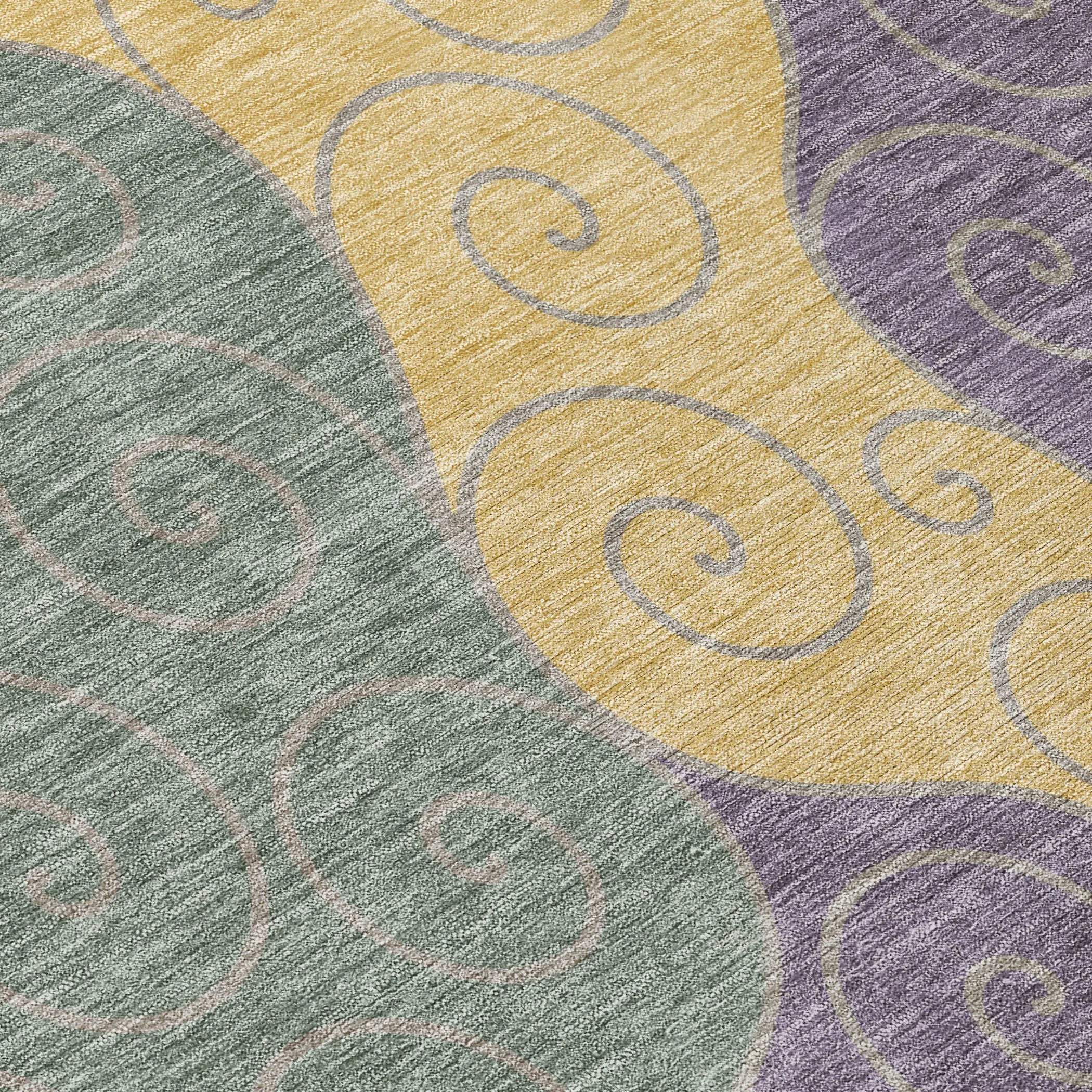 3' X 5' Green And Gold Abstract Washable Indoor Outdoor Area Rug Homeroots Outdoor
