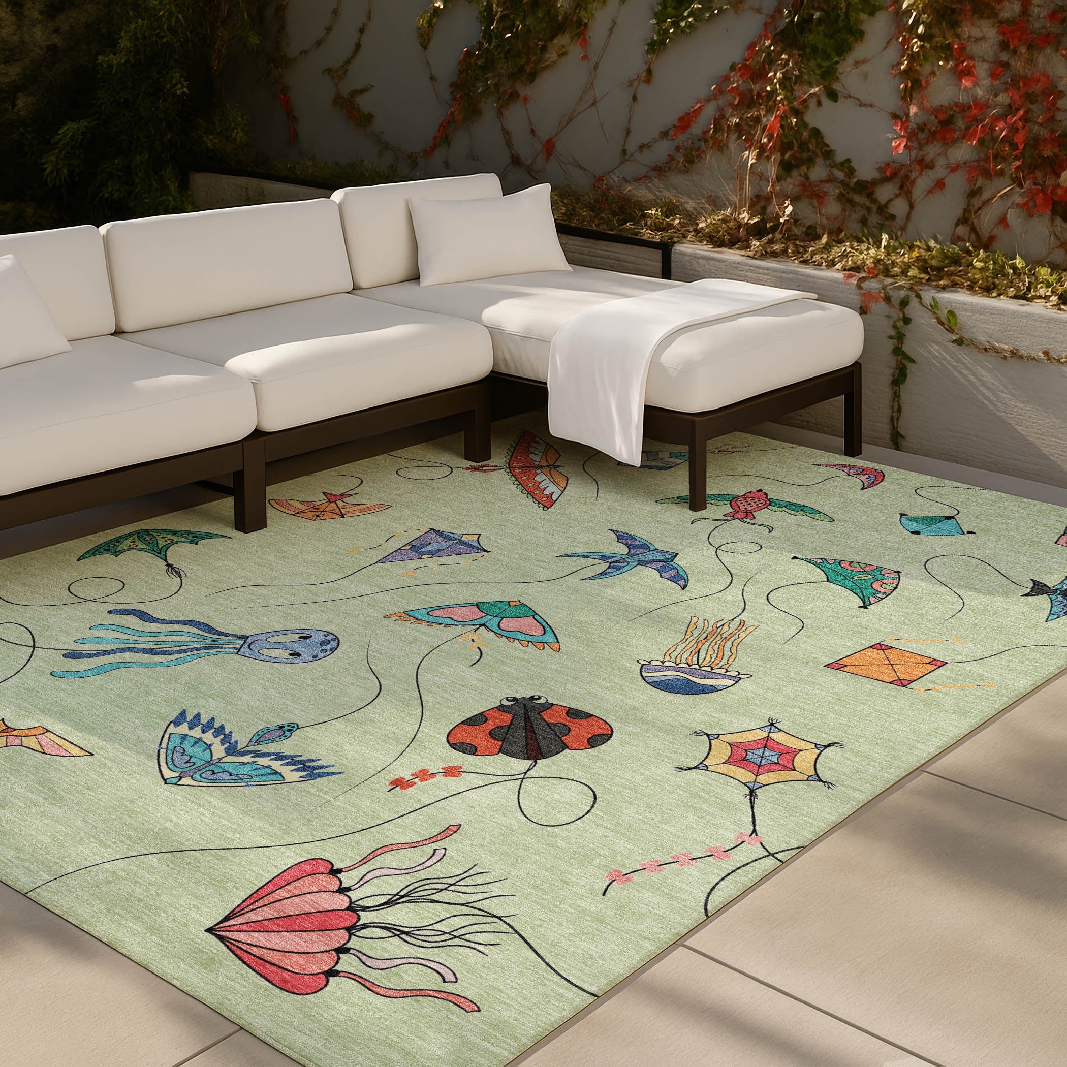 3' X 5' Green And Gold Geometric Washable Indoor Outdoor Area Rug Homeroots Outdoor