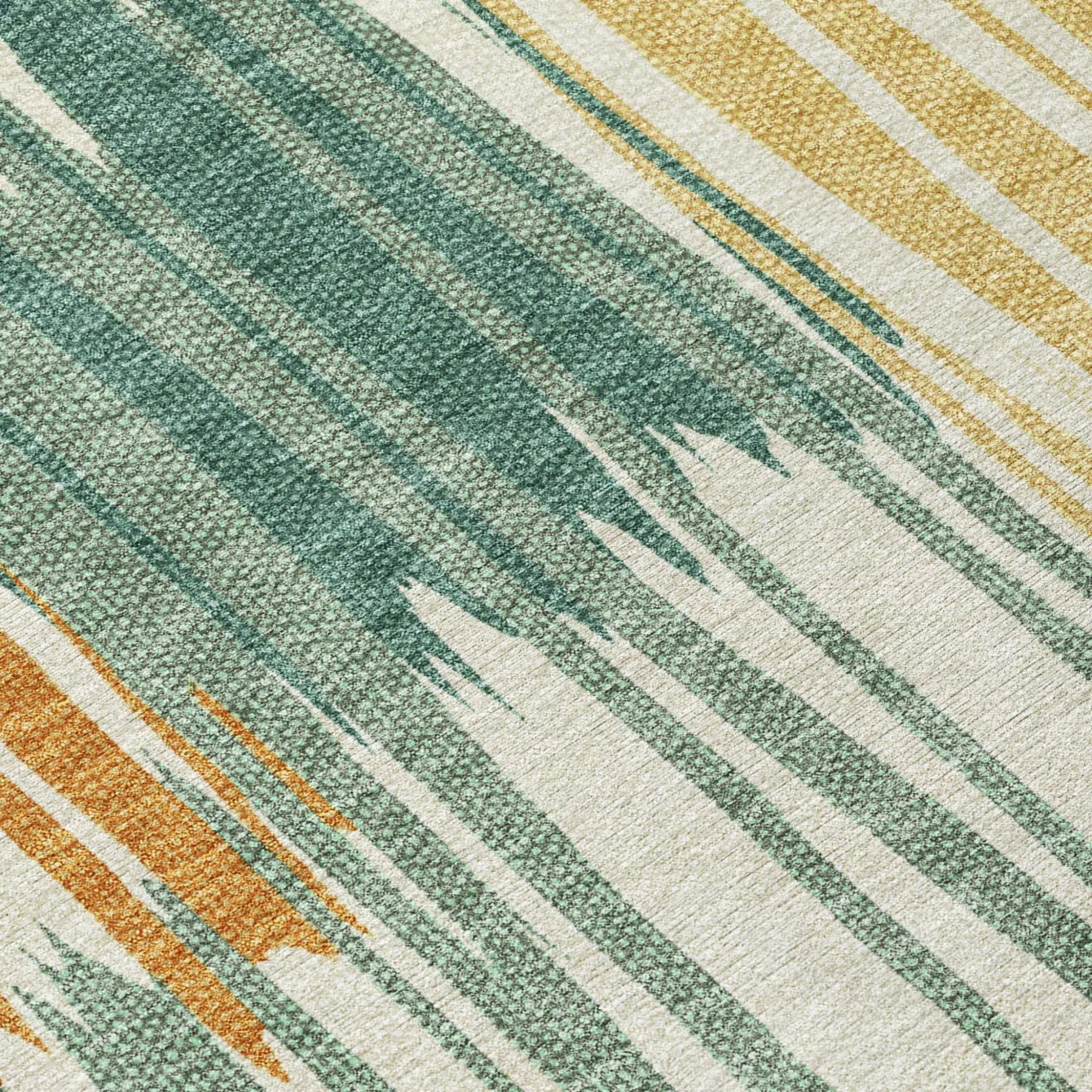 3' X 5' Green And Gold Striped Washable Indoor Outdoor Area Rug Homeroots Outdoor