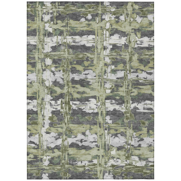 3' X 5' Green And Gray Abstract Washable Indoor Outdoor Area Rug Homeroots Outdoor