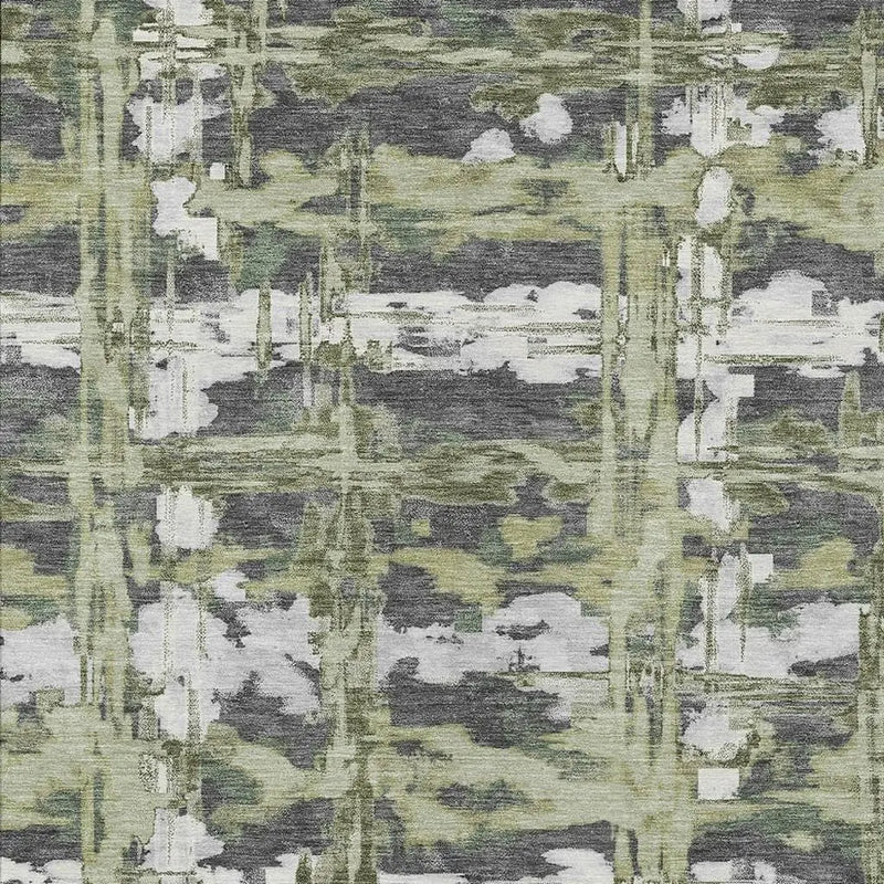 3' X 5' Green And Gray Abstract Washable Indoor Outdoor Area Rug Homeroots Outdoor
