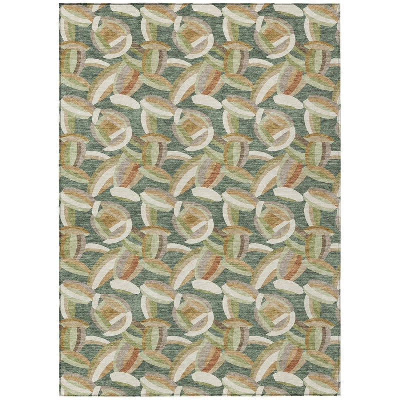 3' X 5' Green And Ivory Abstract Washable Indoor Outdoor Area Rug Homeroots Outdoor