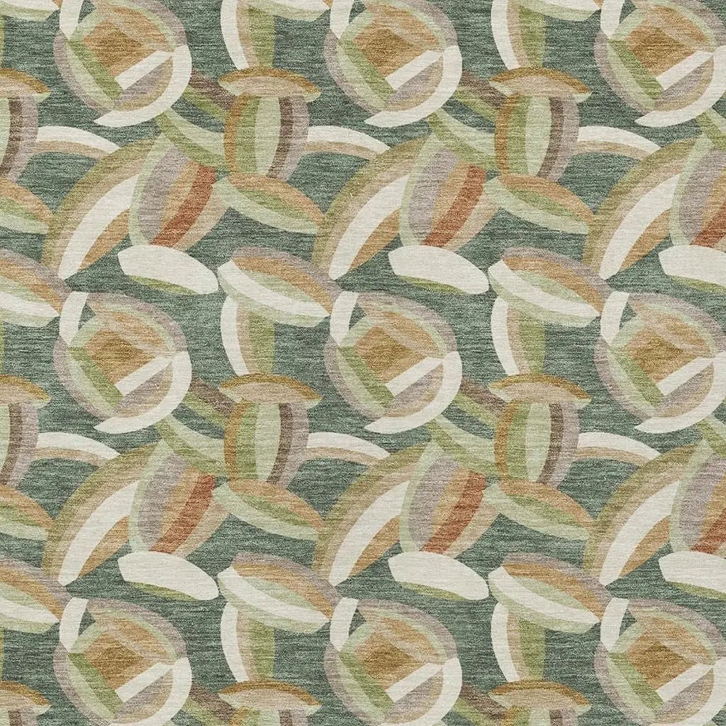 3' X 5' Green And Ivory Abstract Washable Indoor Outdoor Area Rug Homeroots Outdoor