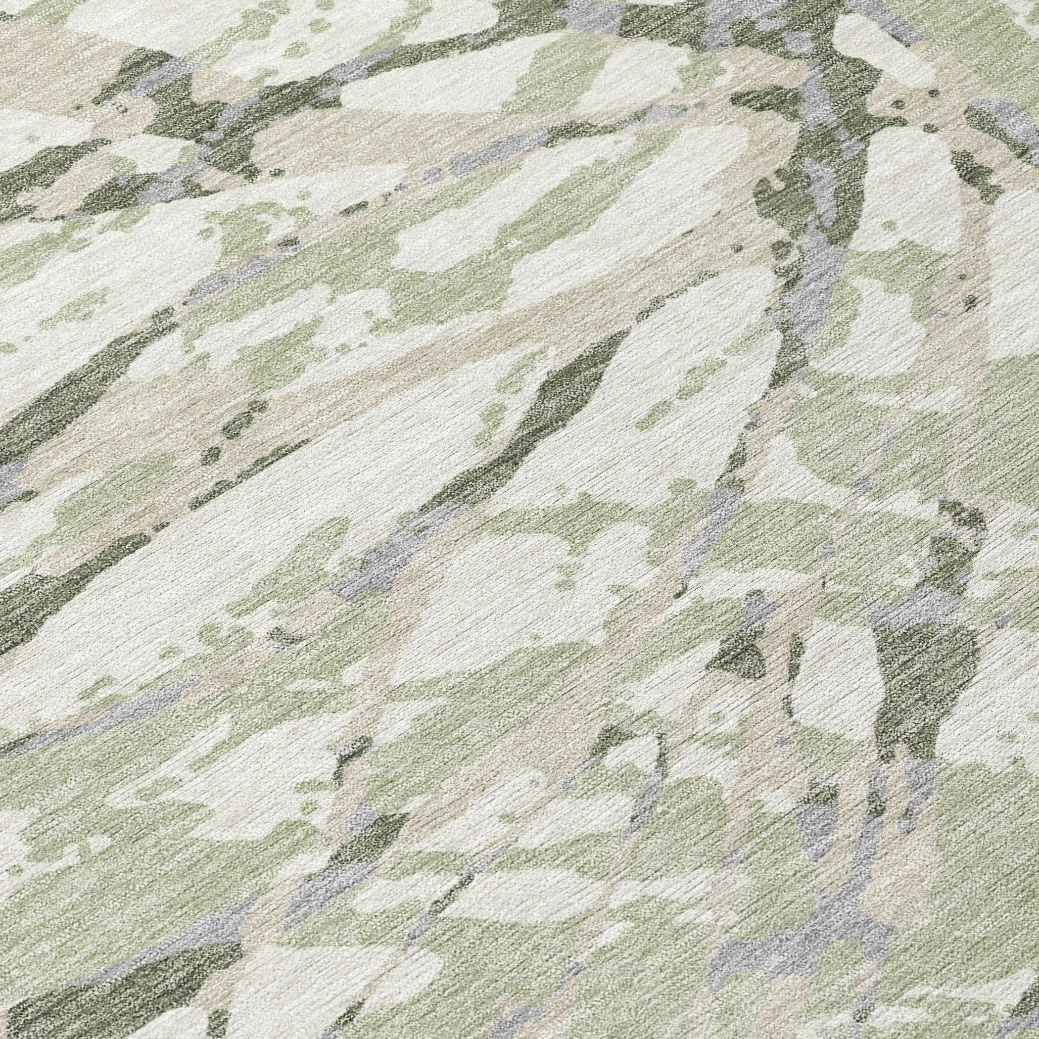 3' X 5' Green And Ivory Abstract Washable Indoor Outdoor Area Rug Homeroots Outdoor