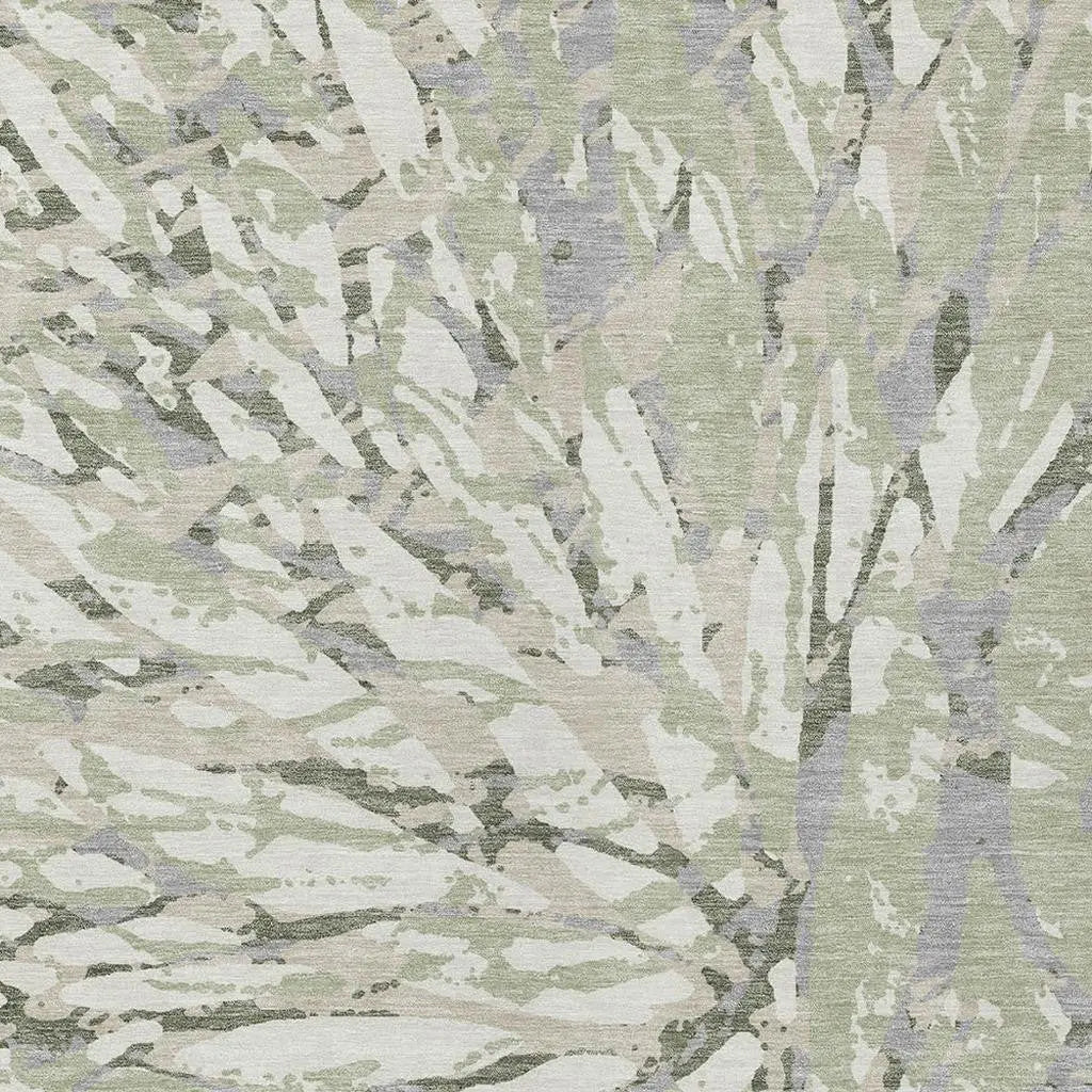 3' X 5' Green And Ivory Abstract Washable Indoor Outdoor Area Rug Homeroots Outdoor