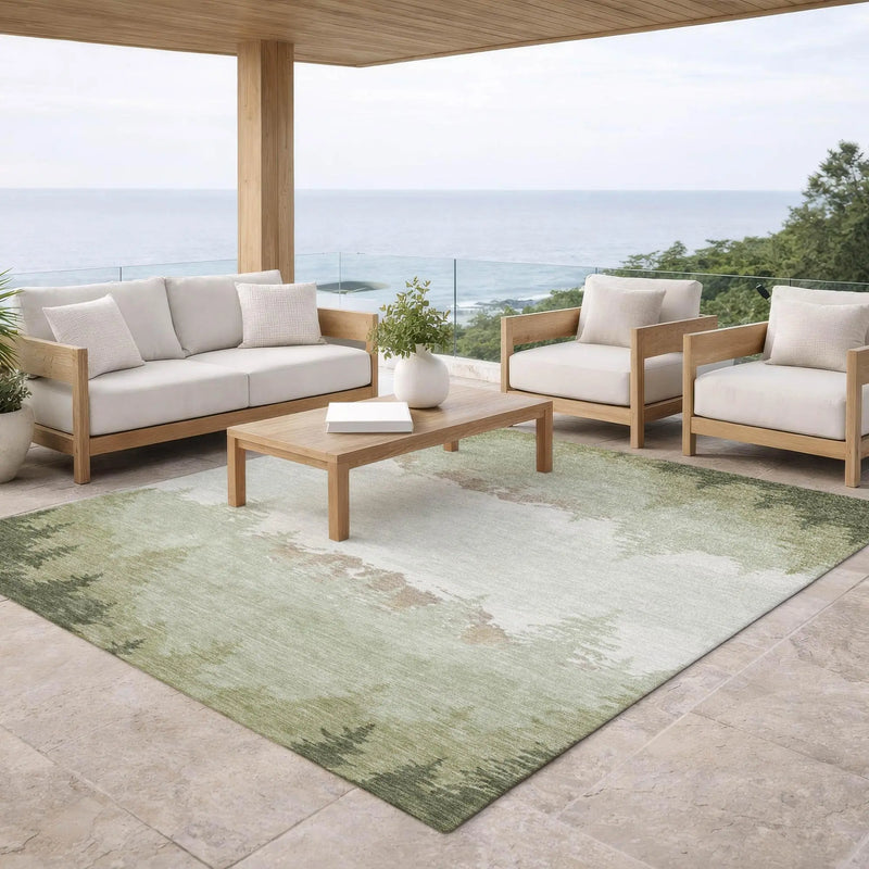 3' X 5' Green And Ivory Floral Washable Indoor Outdoor Area Rug Homeroots Outdoor