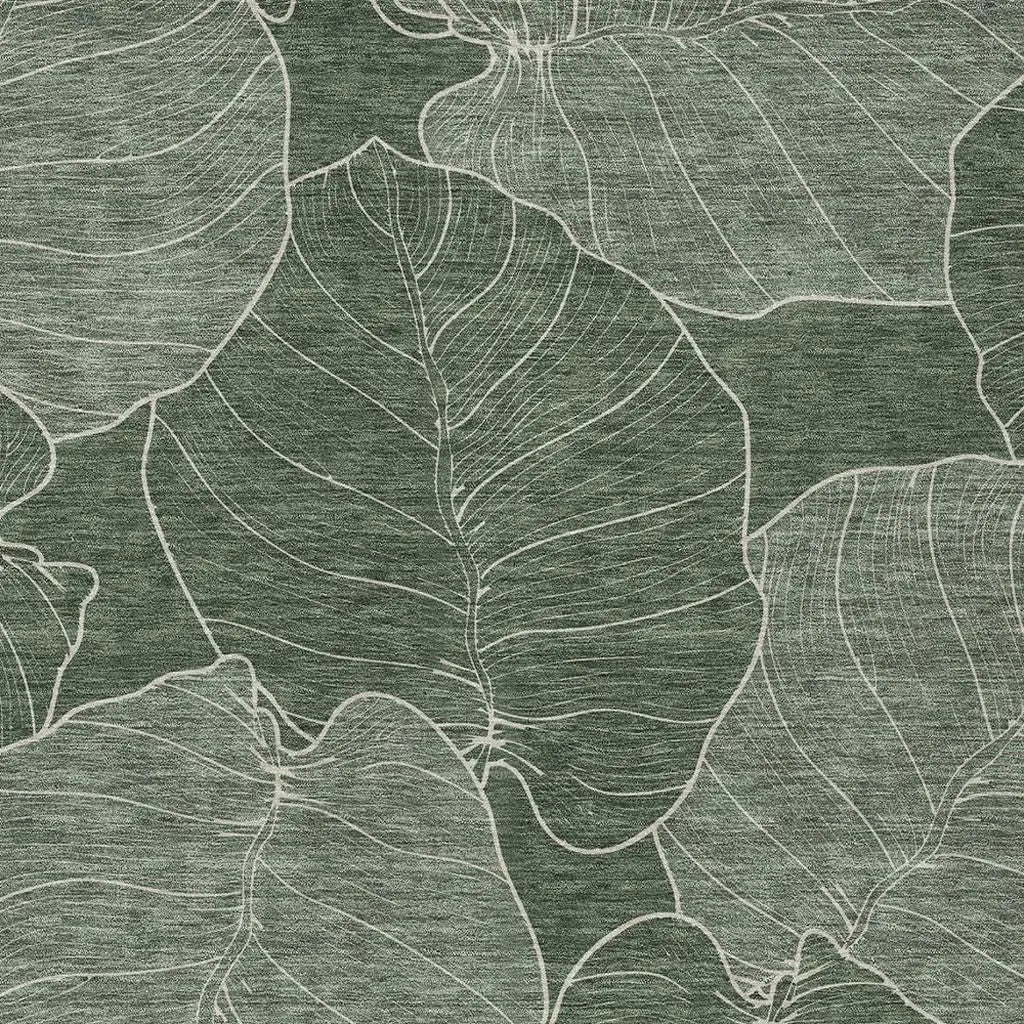 3' X 5' Green And Ivory Floral Washable Indoor Outdoor Area Rug Homeroots Outdoor