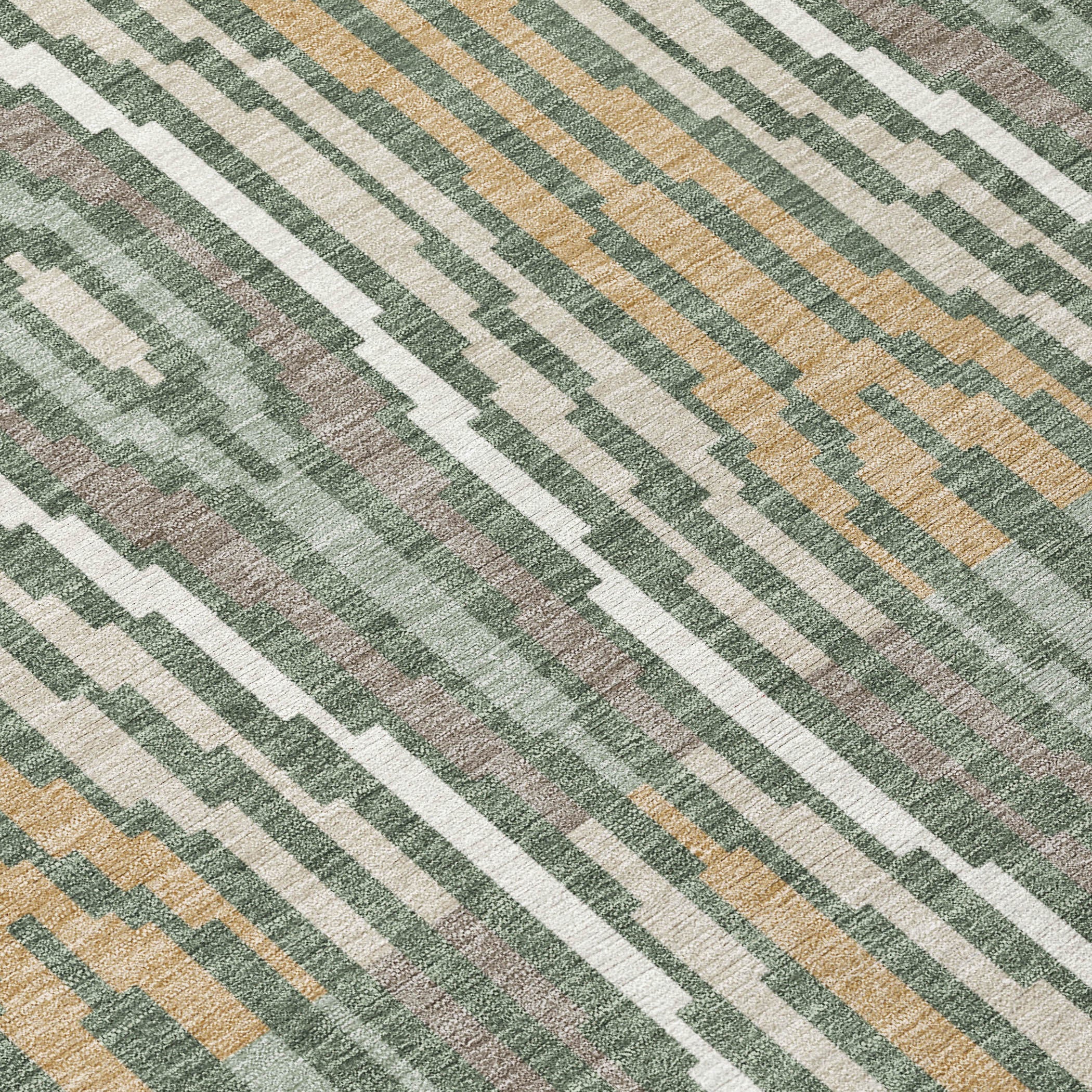 3' X 5' Green And Ivory Geometric Washable Indoor Outdoor Area Rug Homeroots Outdoor