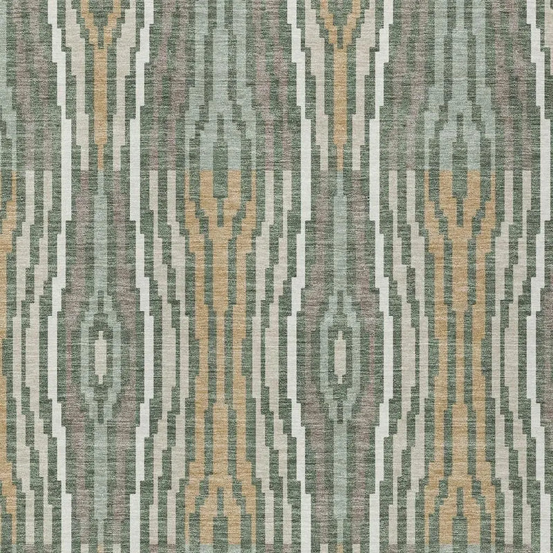 3' X 5' Green And Ivory Geometric Washable Indoor Outdoor Area Rug Homeroots Outdoor