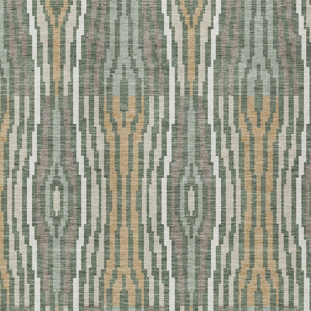 3' X 5' Green And Ivory Geometric Washable Indoor Outdoor Area Rug Homeroots Outdoor