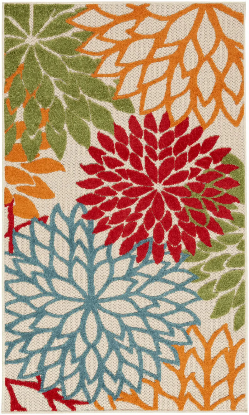 3' X 5' Green And Ivory Indoor Outdoor Area Rug - GreatEagleInc