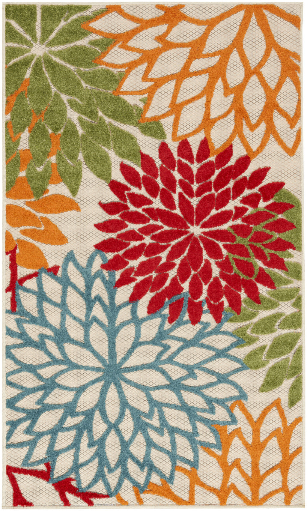 3' X 5' Green And Ivory Indoor Outdoor Area Rug - GreatEagleInc