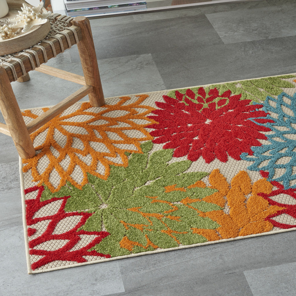 3' X 5' Green And Ivory Indoor Outdoor Area Rug - GreatEagleInc