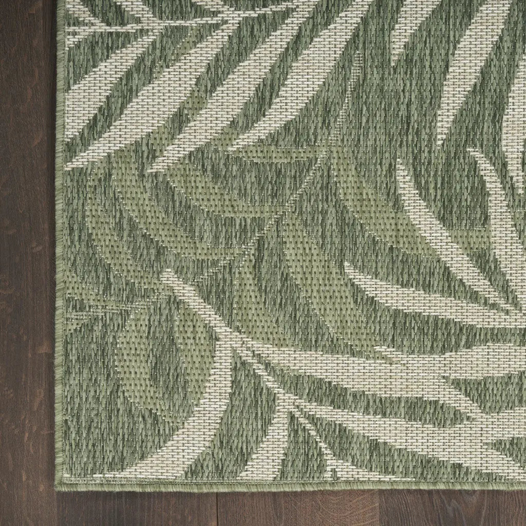 3' X 5' Green And Ivory Palm Leaf Indoor Outdoor Area Rug - GreatEagleInc