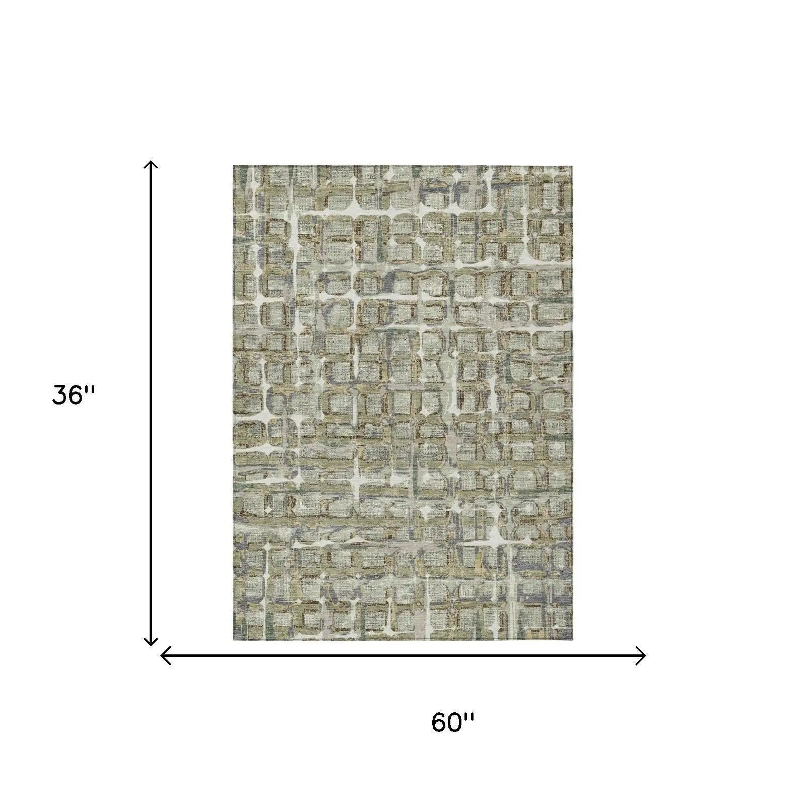 3' X 5' Green And Khaki Geometric Washable Indoor Outdoor Area Rug Homeroots Outdoor