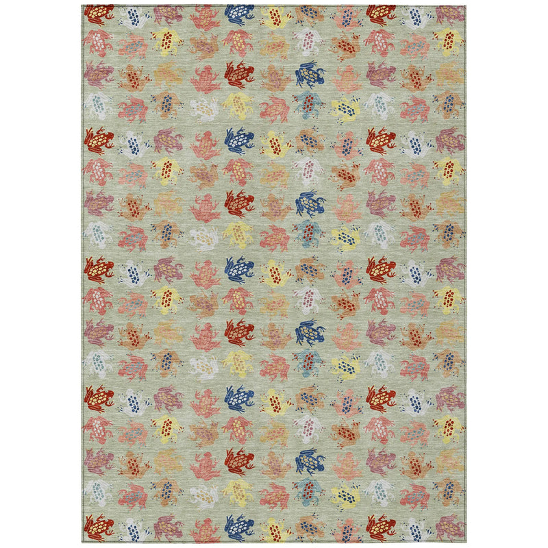 3' X 5' Green And Khaki Geometric Washable Indoor Outdoor Area Rug Homeroots Outdoor