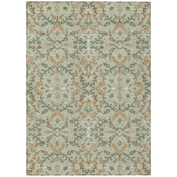 3' X 5' Green And Khaki Geometric Washable Indoor Outdoor Area Rug Homeroots Outdoor