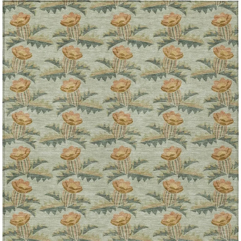 3' X 5' Green And Lavender Floral Washable Indoor Outdoor Area Rug Homeroots Outdoor