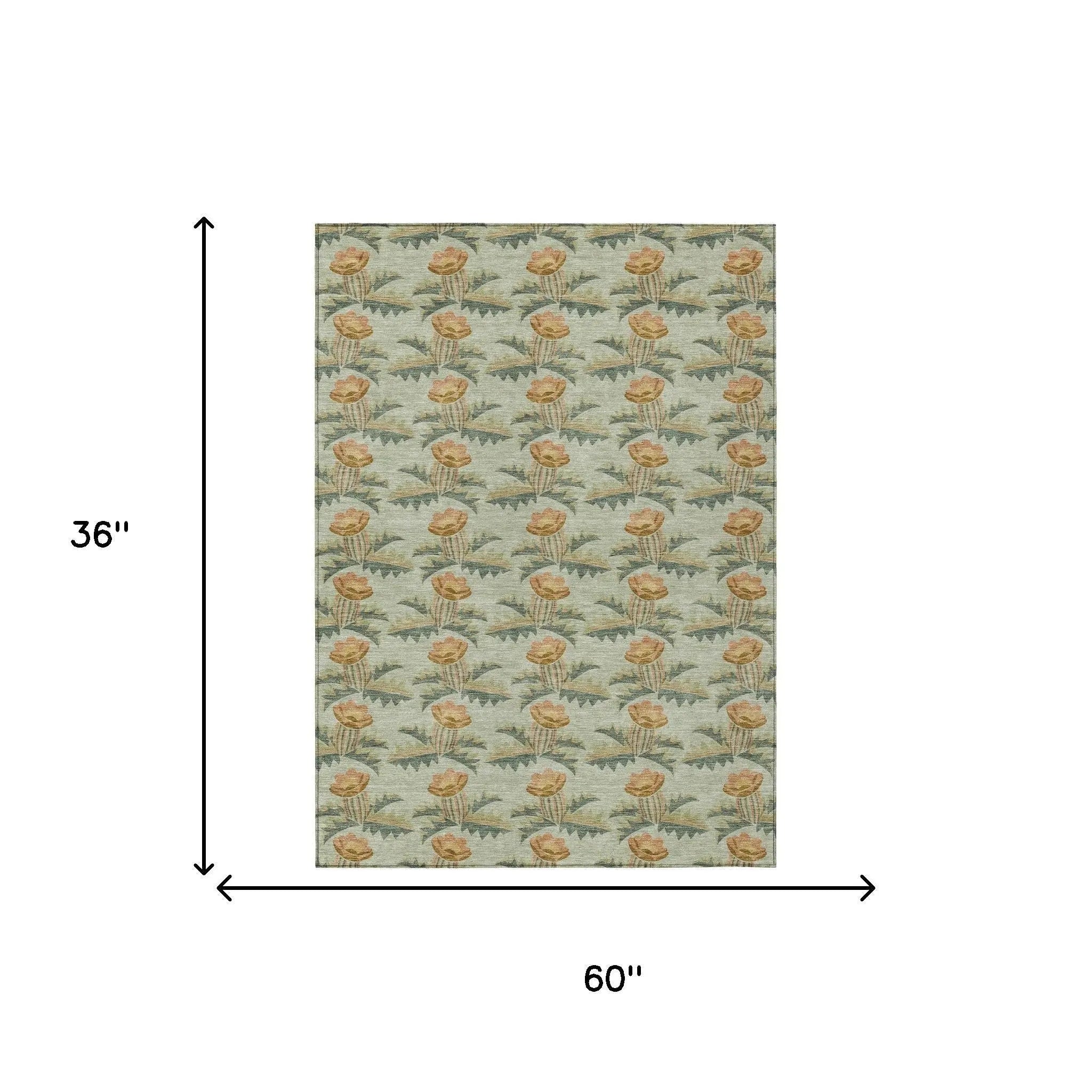 3' X 5' Green And Lavender Floral Washable Indoor Outdoor Area Rug Homeroots Outdoor