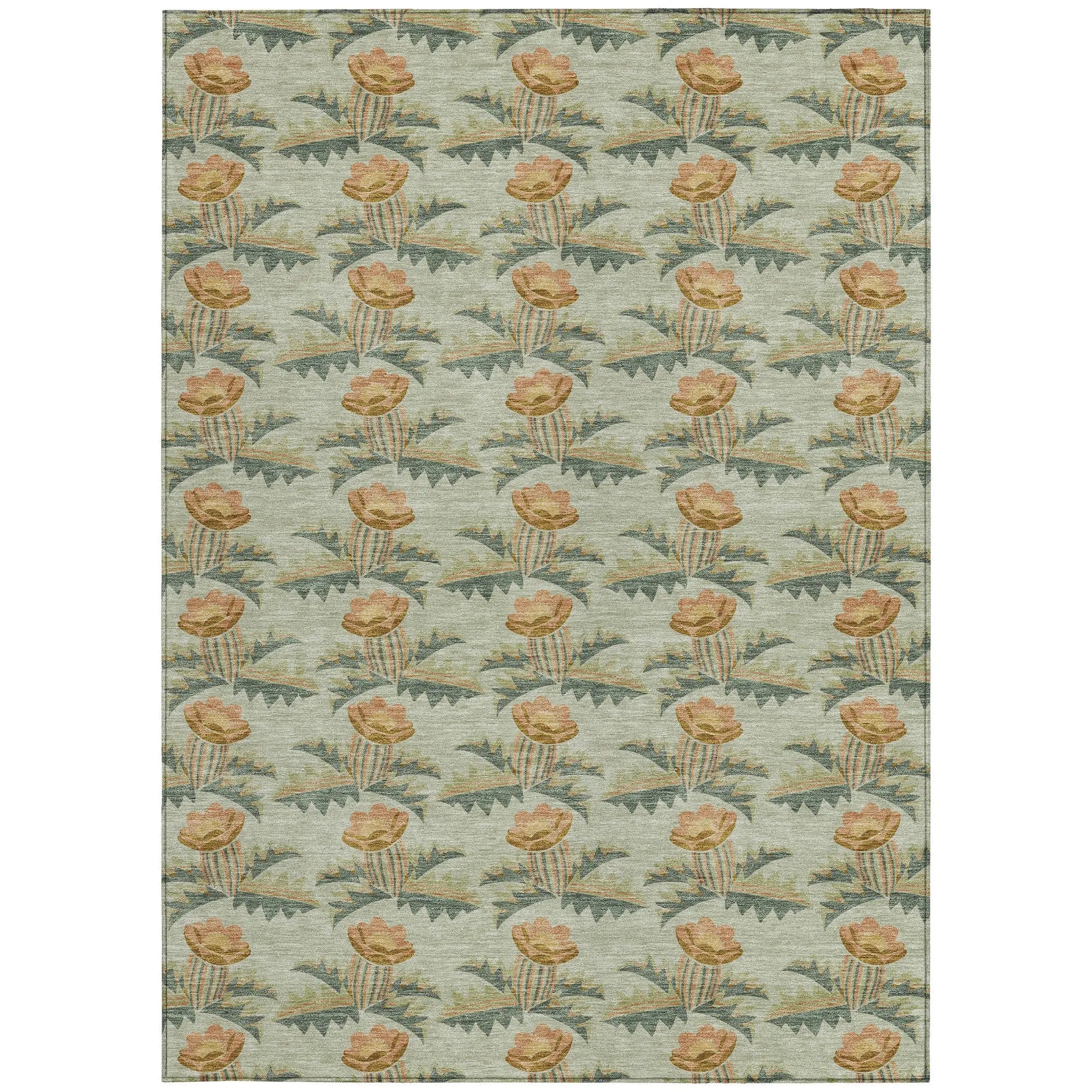 3' X 5' Green And Lavender Floral Washable Indoor Outdoor Area Rug Homeroots Outdoor