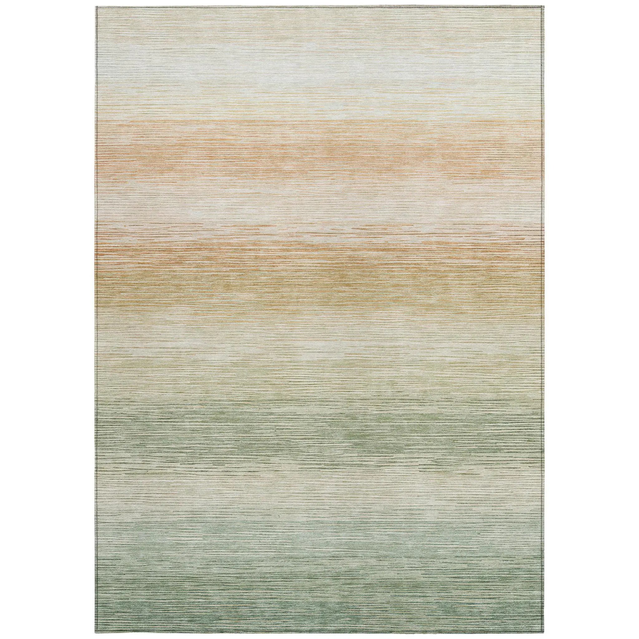 3' X 5' Green And Linen Striped Washable Indoor Outdoor Area Rug Homeroots Outdoor