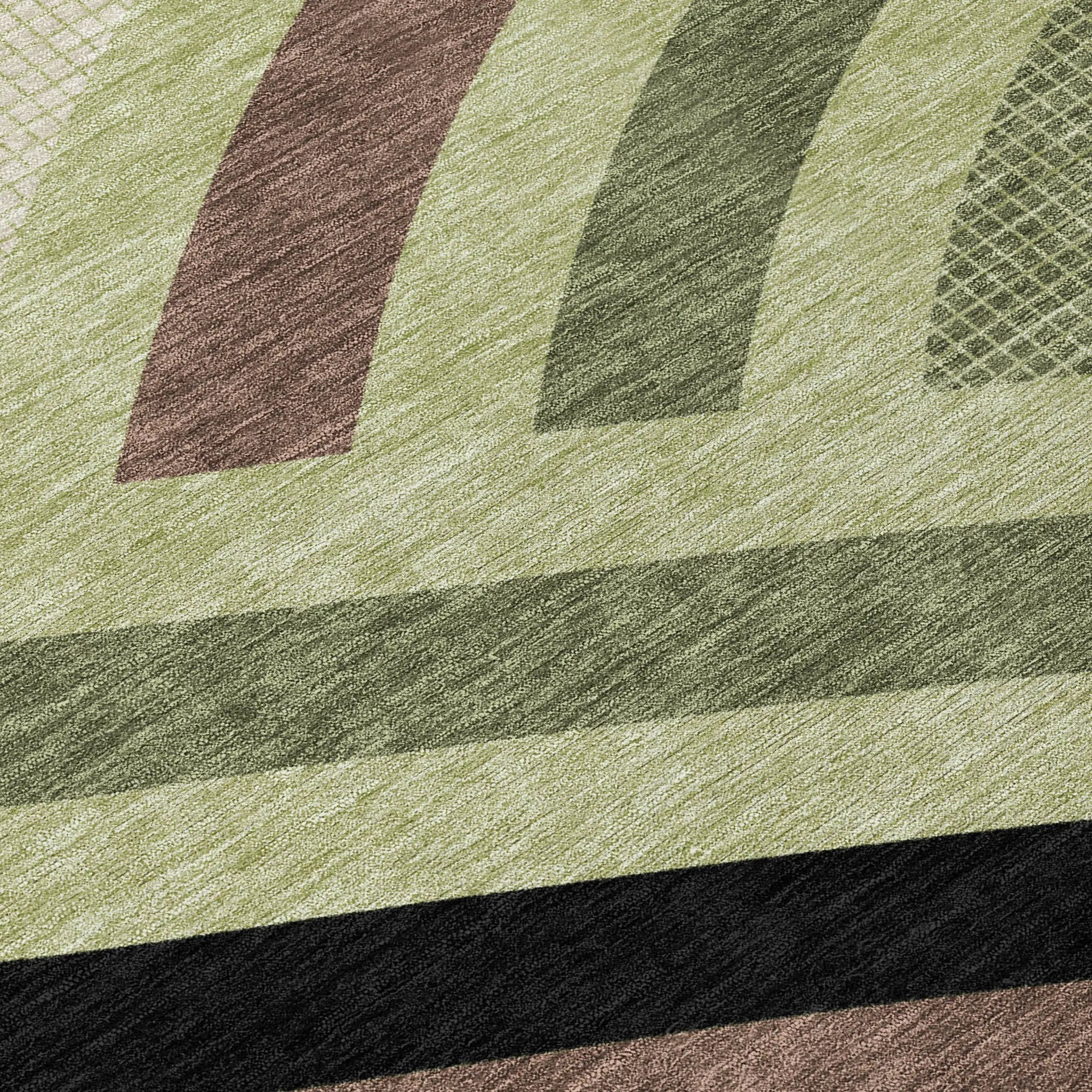 3' X 5' Green And Olive Green Abstract Washable Indoor Outdoor Area Rug Homeroots Outdoor