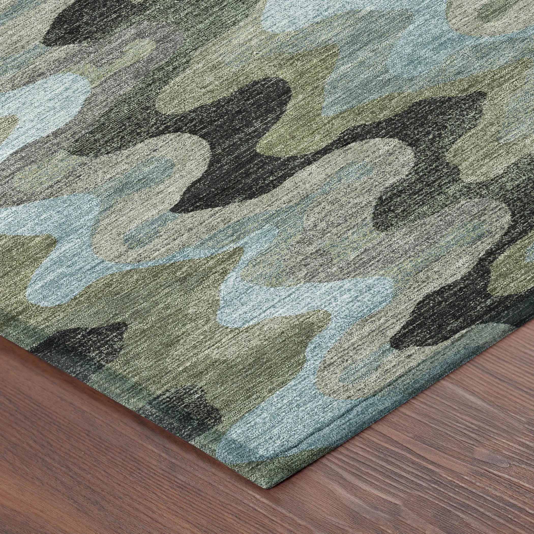 3' X 5' Green And Olive Green Abstract Washable Indoor Outdoor Area Rug Homeroots Outdoor