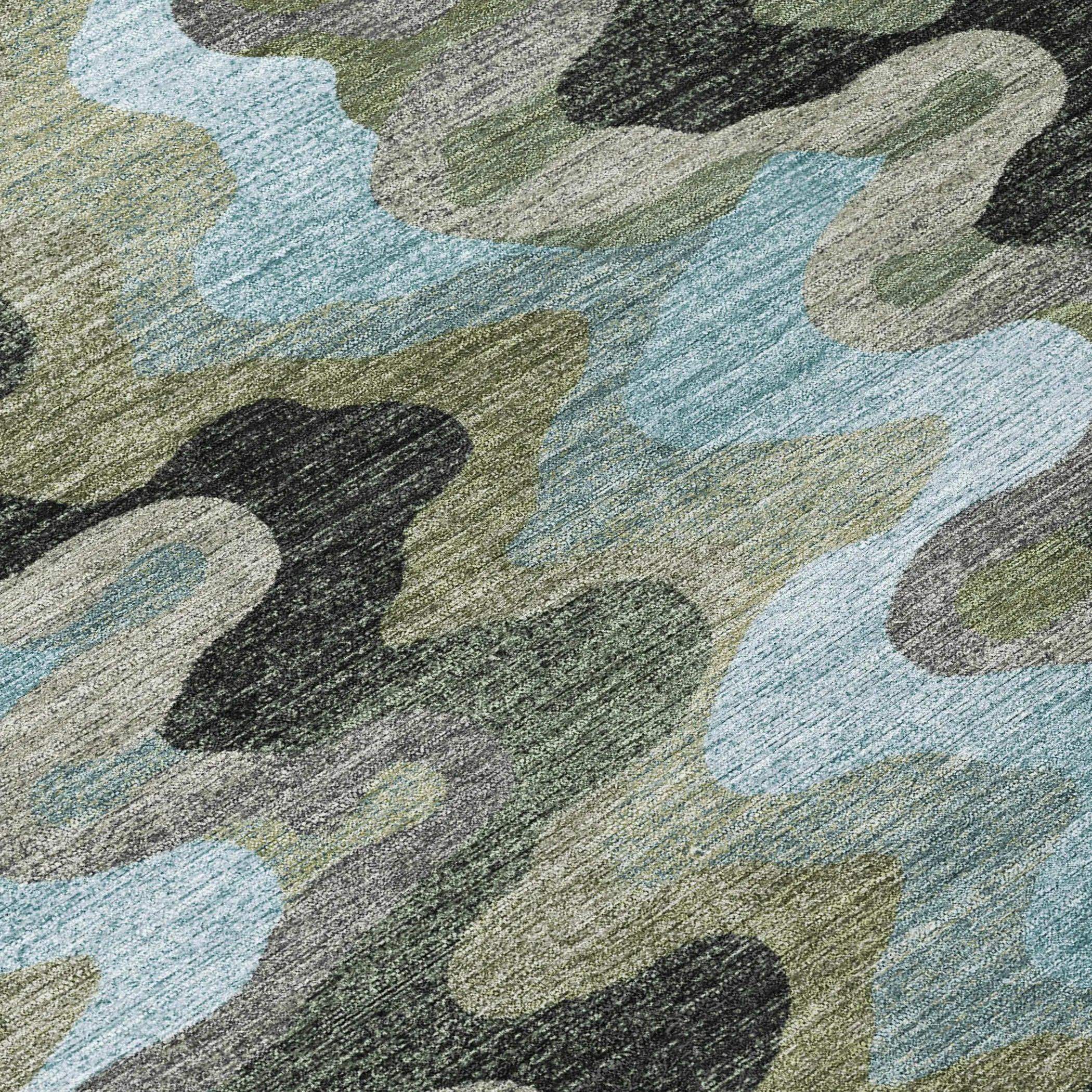 3' X 5' Green And Olive Green Abstract Washable Indoor Outdoor Area Rug Homeroots Outdoor