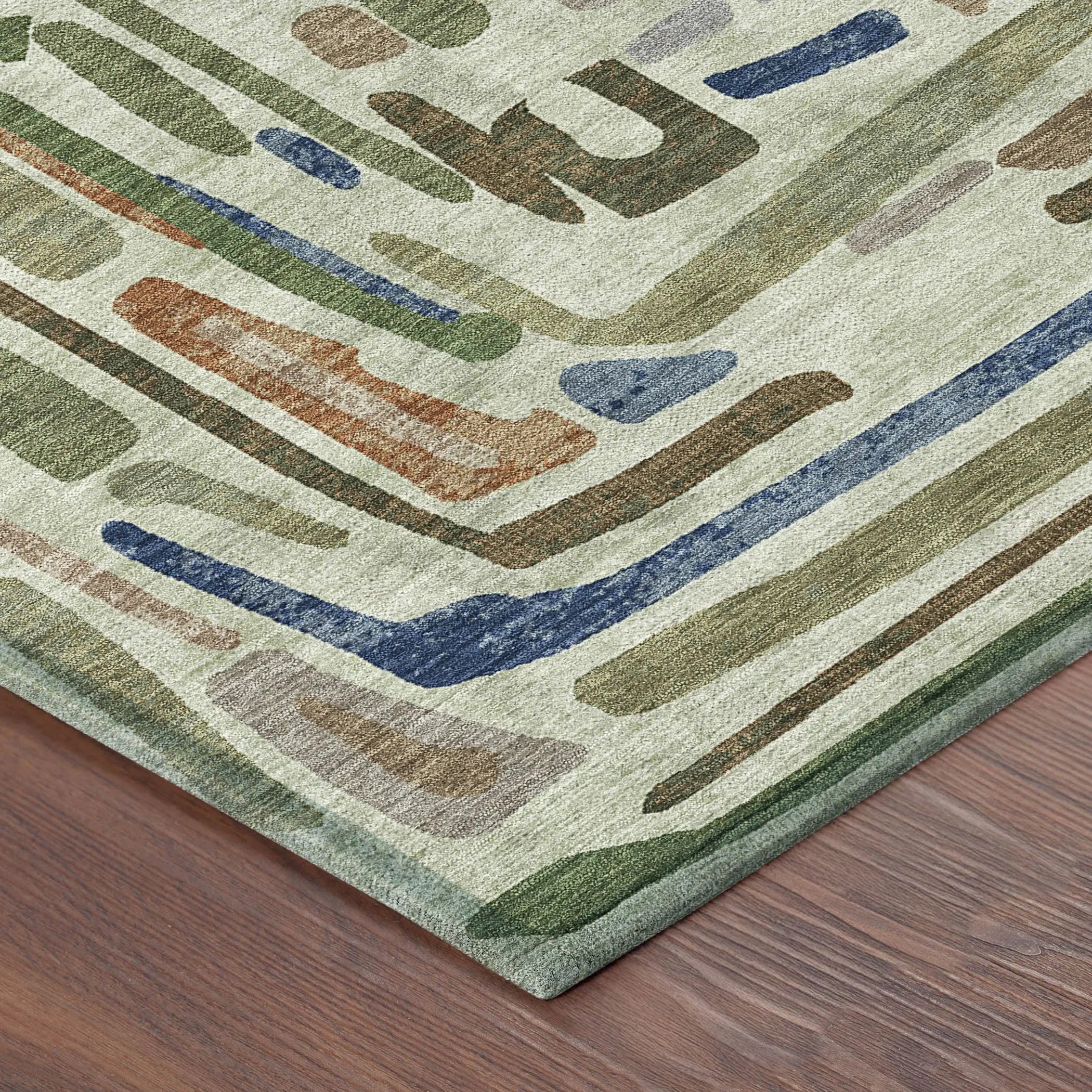 3' X 5' Green And Olive Green Abstract Washable Indoor Outdoor Area Rug Homeroots Outdoor