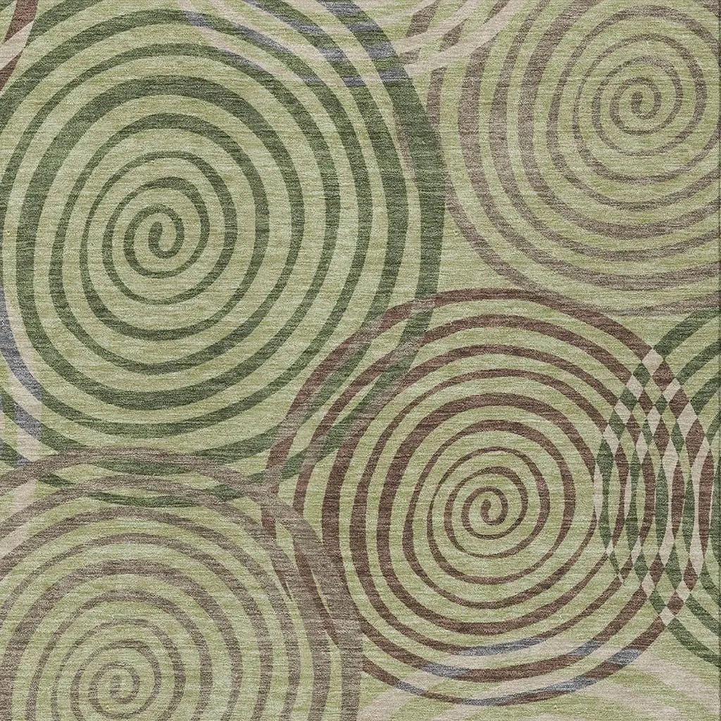 3' X 5' Green And Olive Green Geometric Washable Indoor Outdoor Area Rug Homeroots Outdoor