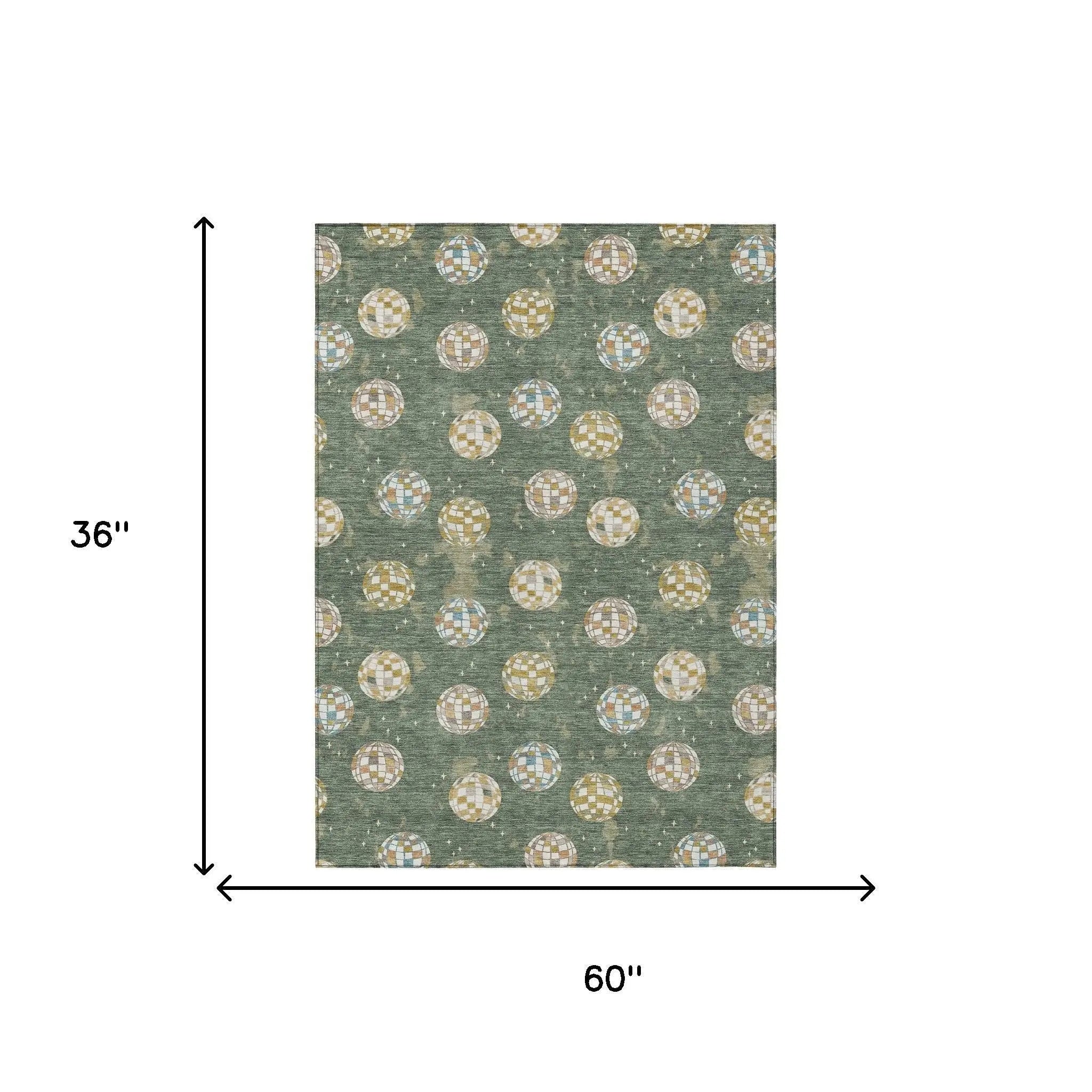 3' X 5' Green And Pearl Geometric Washable Indoor Outdoor Area Rug Homeroots Outdoor