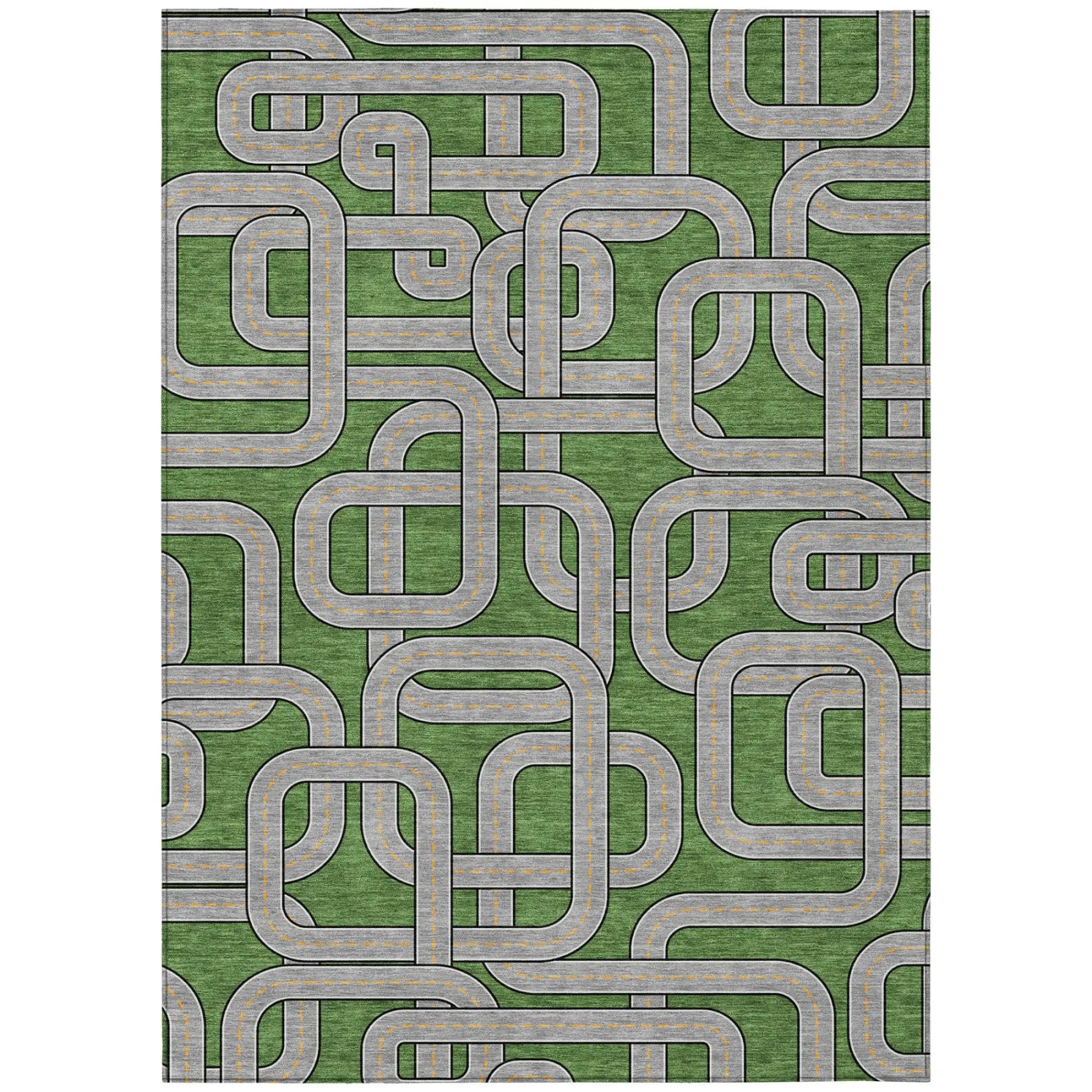 3' X 5' Green And Pewter Geometric Washable Indoor Outdoor Area Rug Homeroots Outdoor