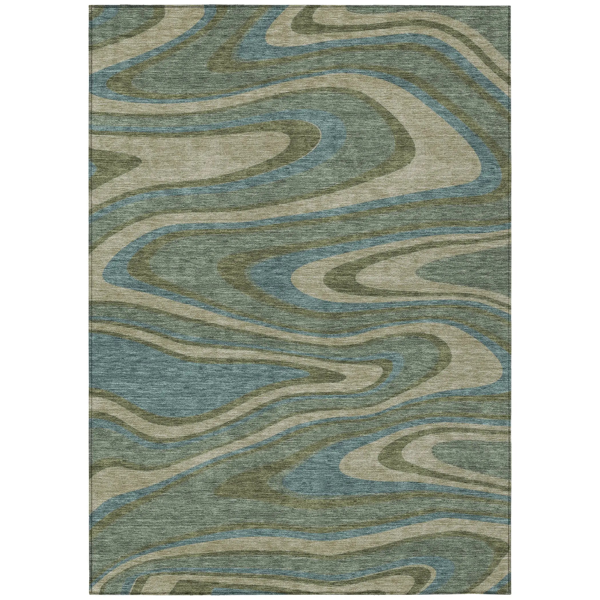 3' X 5' Green And Sage Abstract Washable Indoor Outdoor Area Rug Homeroots Outdoor