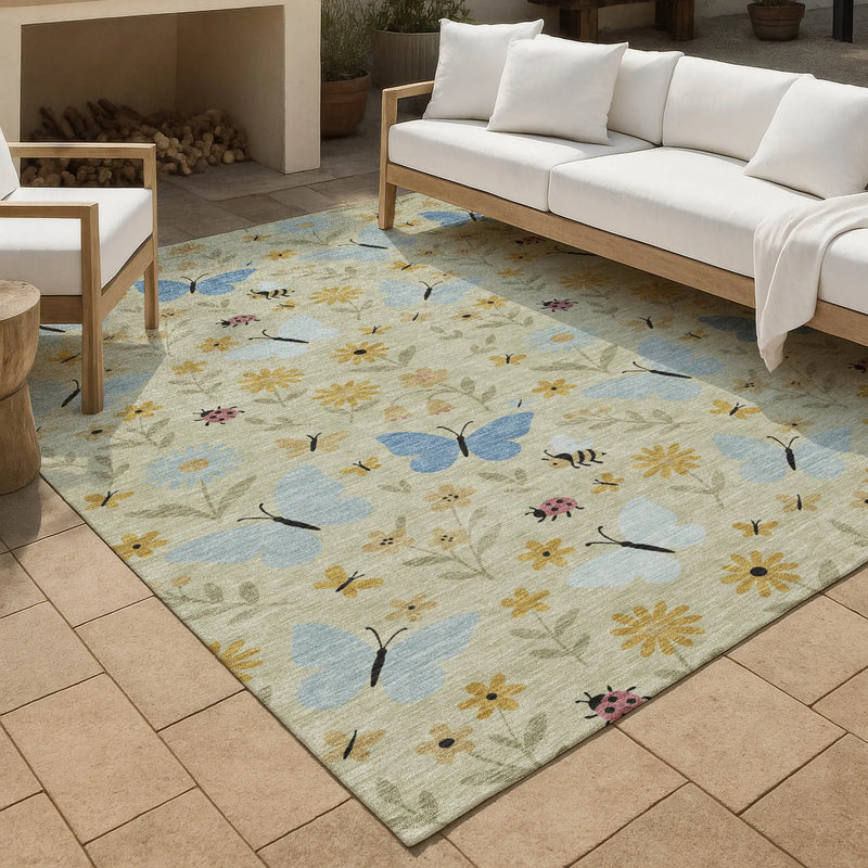 3' X 5' Green And Silver Abstract Washable Indoor Outdoor Area Rug Homeroots Outdoor
