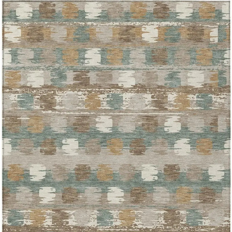 3' X 5' Green And Silver Abstract Washable Indoor Outdoor Area Rug Homeroots Outdoor