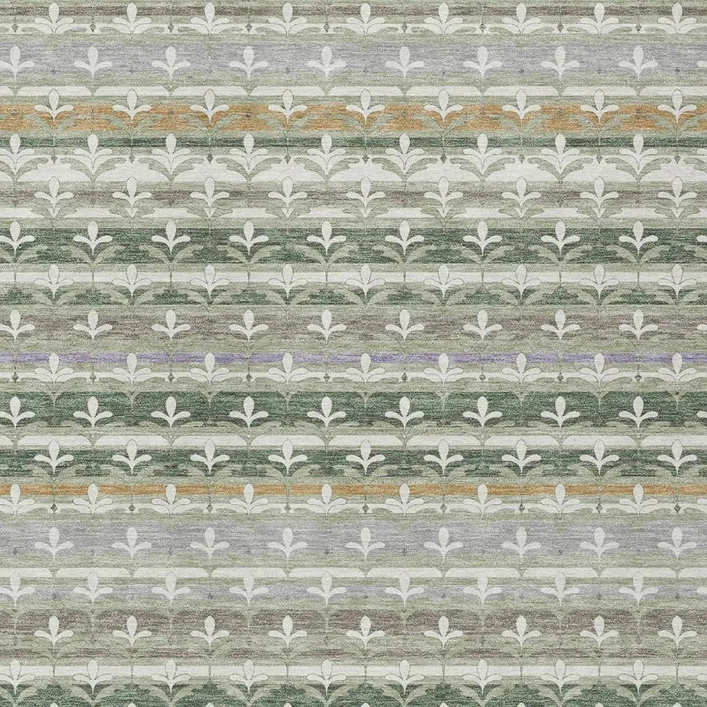 3' X 5' Green And Silver Damask Washable Indoor Outdoor Area Rug Homeroots Outdoor