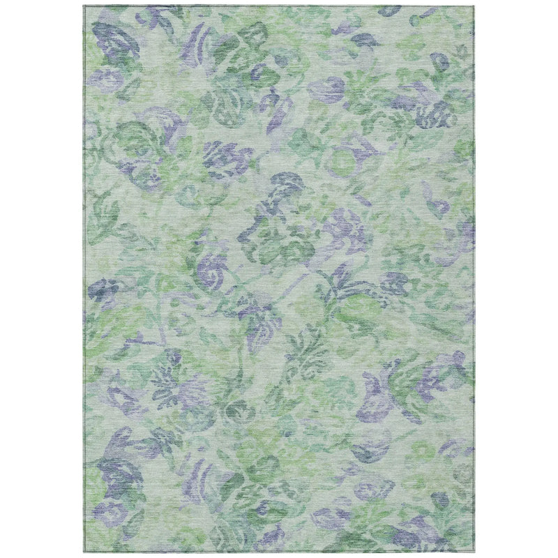 3' X 5' Green And Silver Floral Washable Indoor Outdoor Area Rug Homeroots Outdoor